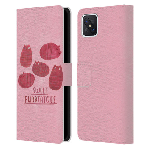 Planet Cat Puns Sweet Purrtatoes Leather Book Wallet Case Cover For OPPO Reno4 Z 5G