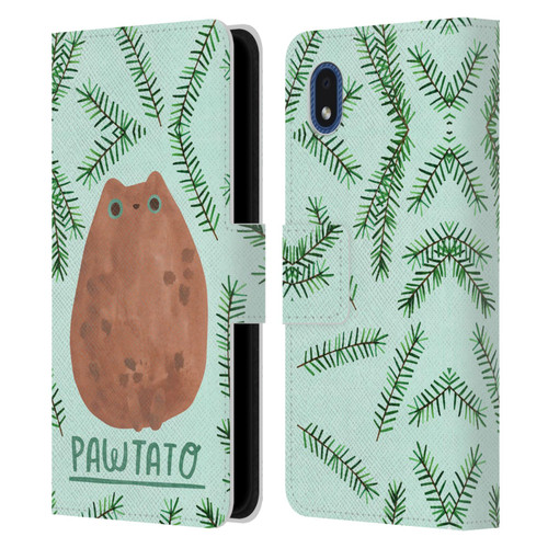 Planet Cat Puns Pawtato Leather Book Wallet Case Cover For Samsung Galaxy A01 Core (2020)