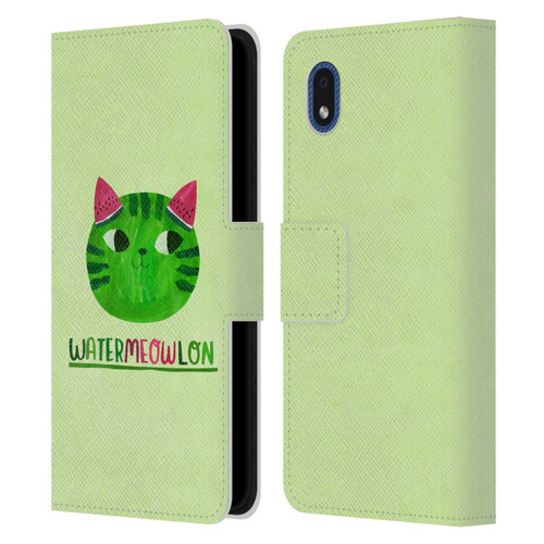 Planet Cat Puns Watermeowlon Leather Book Wallet Case Cover For Samsung Galaxy A01 Core (2020)
