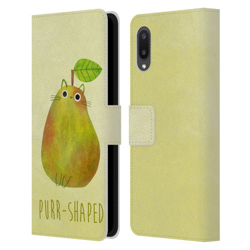 Planet Cat Puns Purr-shaped Leather Book Wallet Case Cover For Samsung Galaxy A02/M02 (2021)