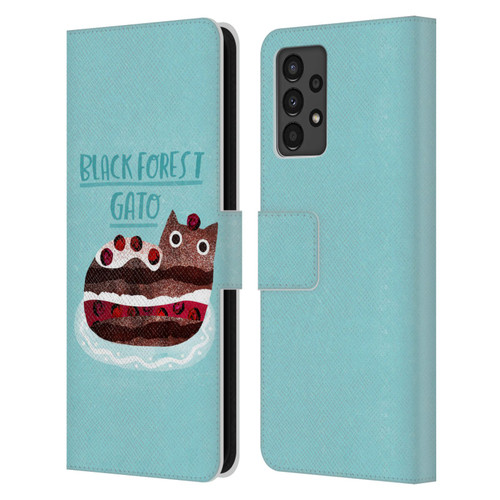 Planet Cat Puns Black Forest Gato Leather Book Wallet Case Cover For Samsung Galaxy A13 (2022)