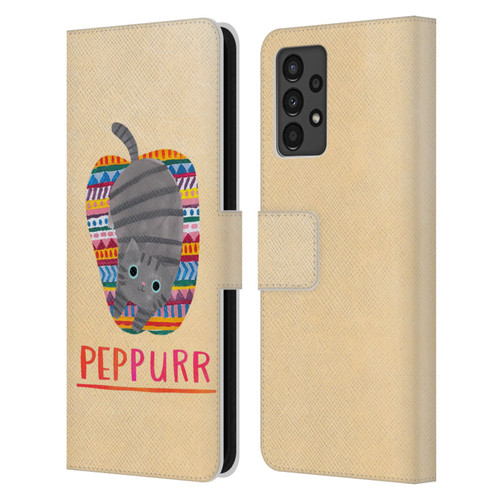 Planet Cat Puns Peppur Leather Book Wallet Case Cover For Samsung Galaxy A13 (2022)