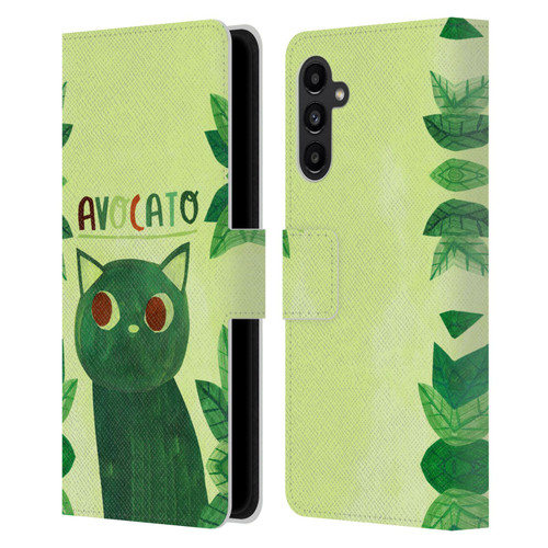 Planet Cat Puns Avocato Leather Book Wallet Case Cover For Samsung Galaxy A13 5G (2021)