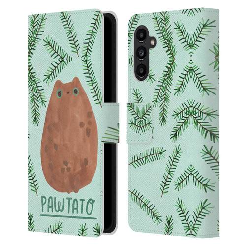 Planet Cat Puns Pawtato Leather Book Wallet Case Cover For Samsung Galaxy A13 5G (2021)