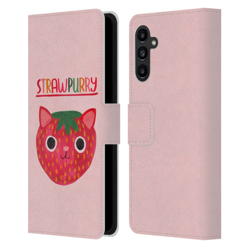 Planet Cat Puns Strawpurry Leather Book Wallet Case Cover For Samsung Galaxy A13 5G (2021)