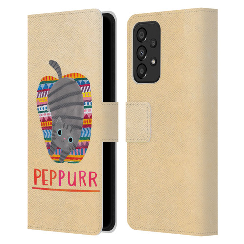 Planet Cat Puns Peppur Leather Book Wallet Case Cover For Samsung Galaxy A33 5G (2022)