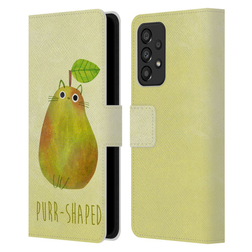Planet Cat Puns Purr-shaped Leather Book Wallet Case Cover For Samsung Galaxy A33 5G (2022)