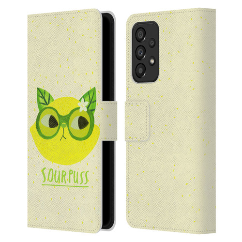 Planet Cat Puns Sour Puss Leather Book Wallet Case Cover For Samsung Galaxy A33 5G (2022)