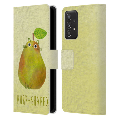 Planet Cat Puns Purr-shaped Leather Book Wallet Case Cover For Samsung Galaxy A52 / A52s / 5G (2021)