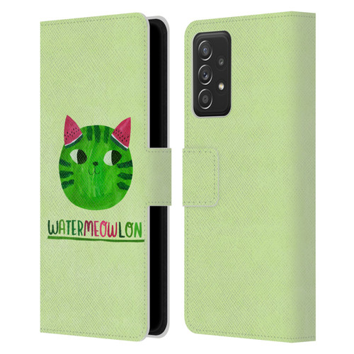 Planet Cat Puns Watermeowlon Leather Book Wallet Case Cover For Samsung Galaxy A52 / A52s / 5G (2021)
