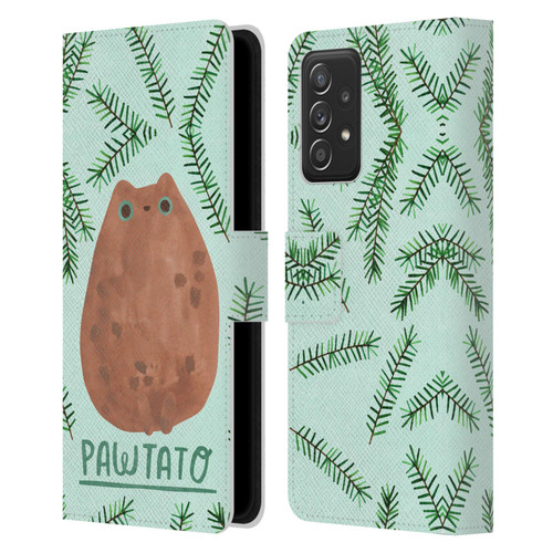 Planet Cat Puns Pawtato Leather Book Wallet Case Cover For Samsung Galaxy A53 5G (2022)