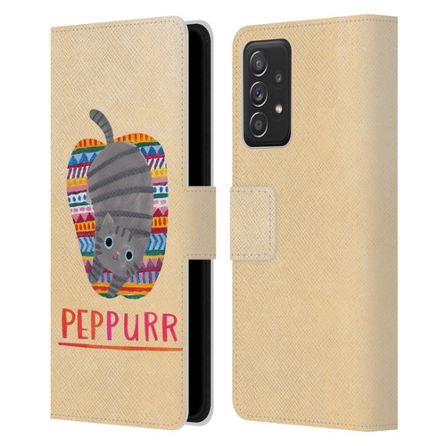 Planet Cat Puns Peppur Leather Book Wallet Case Cover For Samsung Galaxy A53 5G (2022)