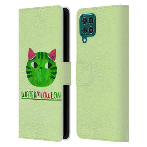 Planet Cat Puns Watermeowlon Leather Book Wallet Case Cover For Samsung Galaxy F62 (2021)