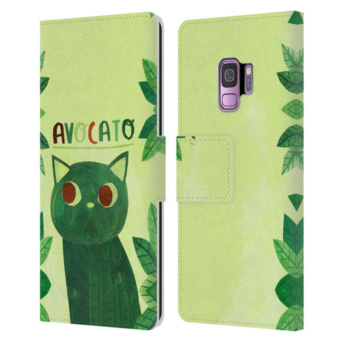 Planet Cat Puns Avocato Leather Book Wallet Case Cover For Samsung Galaxy S9