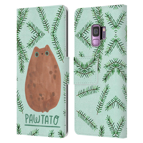 Planet Cat Puns Pawtato Leather Book Wallet Case Cover For Samsung Galaxy S9