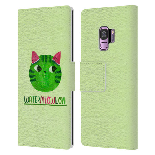 Planet Cat Puns Watermeowlon Leather Book Wallet Case Cover For Samsung Galaxy S9
