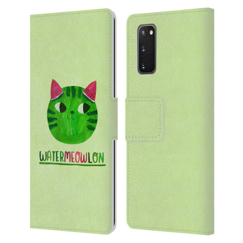 Planet Cat Puns Watermeowlon Leather Book Wallet Case Cover For Samsung Galaxy S20 / S20 5G