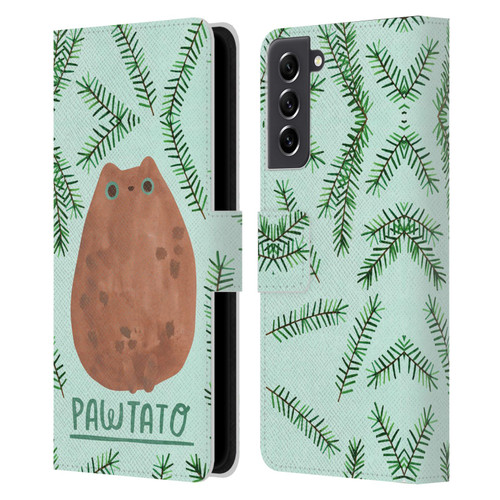 Planet Cat Puns Pawtato Leather Book Wallet Case Cover For Samsung Galaxy S21 FE 5G