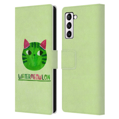 Planet Cat Puns Watermeowlon Leather Book Wallet Case Cover For Samsung Galaxy S21+ 5G