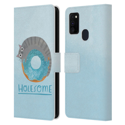 Planet Cat Puns Holesome Leather Book Wallet Case Cover For Samsung Galaxy M30s (2019)/M21 (2020)