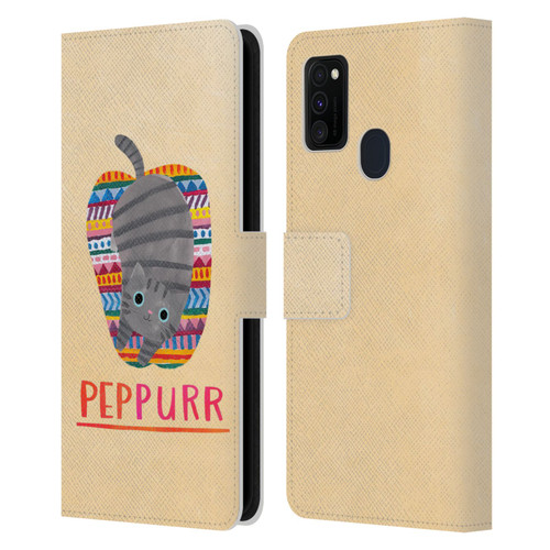 Planet Cat Puns Peppur Leather Book Wallet Case Cover For Samsung Galaxy M30s (2019)/M21 (2020)