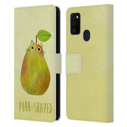 Planet Cat Puns Purr-shaped Leather Book Wallet Case Cover For Samsung Galaxy M30s (2019)/M21 (2020)
