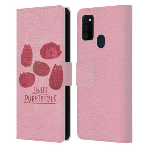 Planet Cat Puns Sweet Purrtatoes Leather Book Wallet Case Cover For Samsung Galaxy M30s (2019)/M21 (2020)