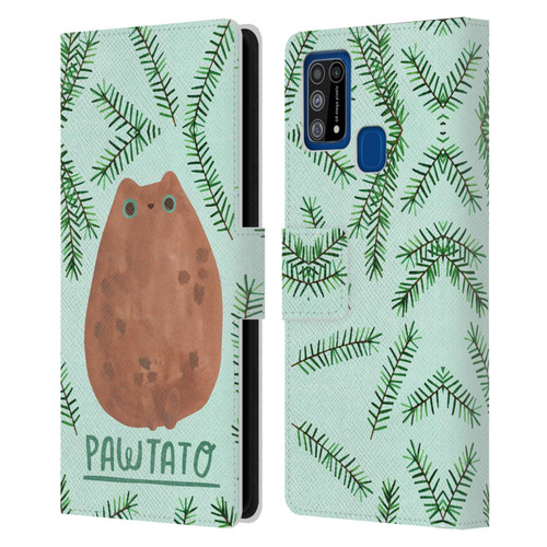 Planet Cat Puns Pawtato Leather Book Wallet Case Cover For Samsung Galaxy M31 (2020)