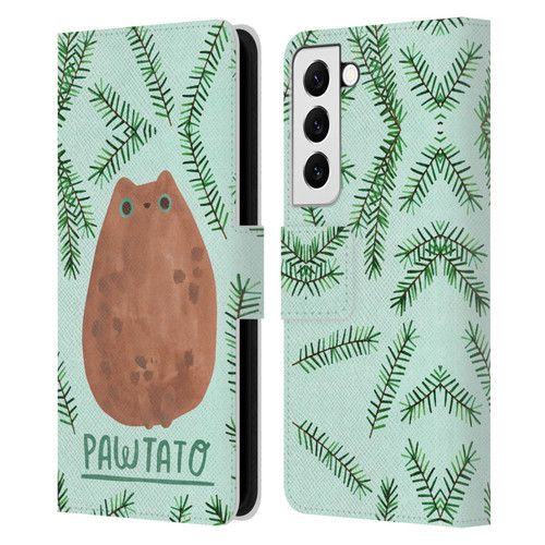 Planet Cat Puns Pawtato Leather Book Wallet Case Cover For Samsung Galaxy S22 5G