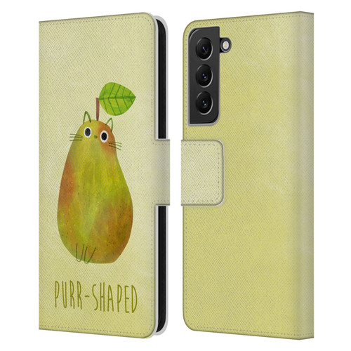 Planet Cat Puns Purr-shaped Leather Book Wallet Case Cover For Samsung Galaxy S22+ 5G