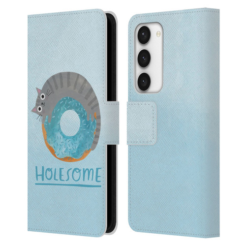 Planet Cat Puns Holesome Leather Book Wallet Case Cover For Samsung Galaxy S23 5G