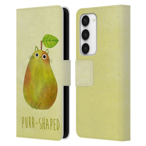 Planet Cat Puns Purr-shaped Leather Book Wallet Case Cover For Samsung Galaxy S23 5G