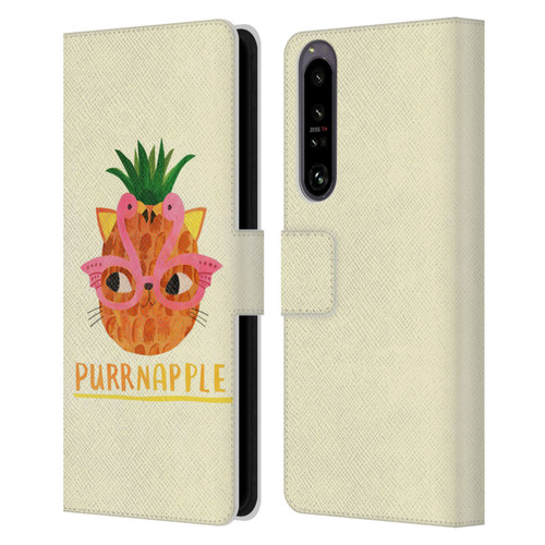 Planet Cat Puns Purrnapple Leather Book Wallet Case Cover For Sony Xperia 1 IV