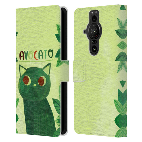 Planet Cat Puns Avocato Leather Book Wallet Case Cover For Sony Xperia Pro-I