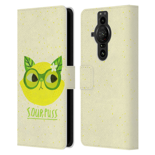 Planet Cat Puns Sour Puss Leather Book Wallet Case Cover For Sony Xperia Pro-I