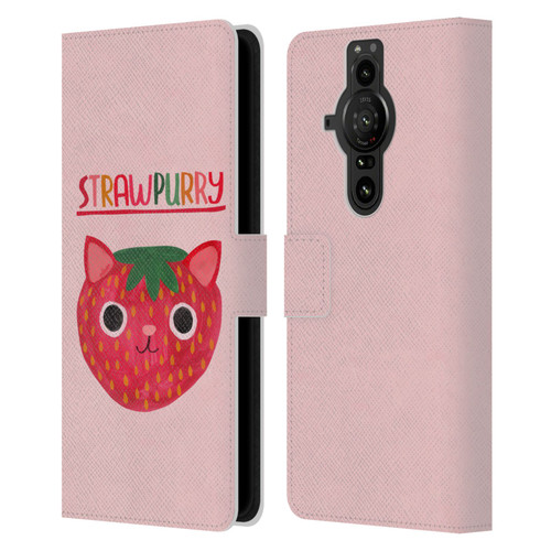 Planet Cat Puns Strawpurry Leather Book Wallet Case Cover For Sony Xperia Pro-I