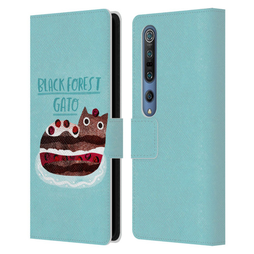 Planet Cat Puns Black Forest Gato Leather Book Wallet Case Cover For Xiaomi Mi 10 5G / Mi 10 Pro 5G