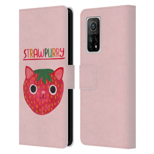 Planet Cat Puns Strawpurry Leather Book Wallet Case Cover For Xiaomi Mi 10T 5G