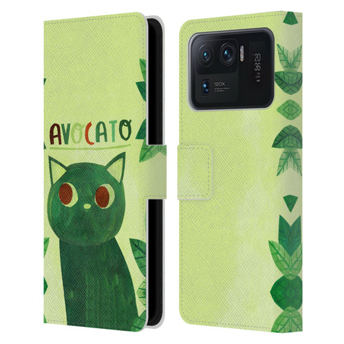 Planet Cat Puns Avocato Leather Book Wallet Case Cover For Xiaomi Mi 11 Ultra