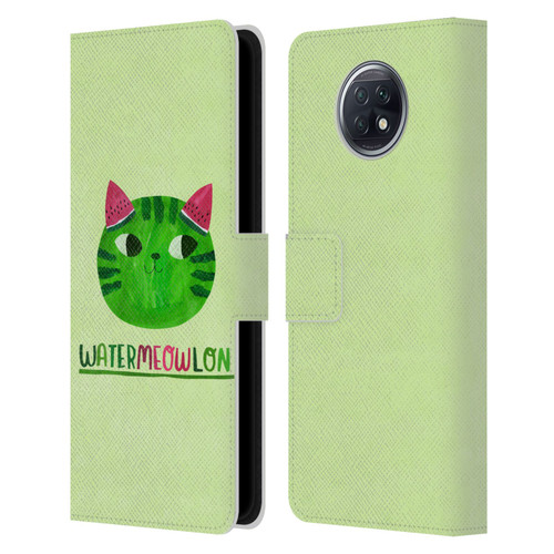 Planet Cat Puns Watermeowlon Leather Book Wallet Case Cover For Xiaomi Redmi Note 9T 5G