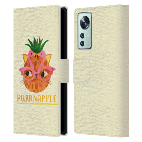 Planet Cat Puns Purrnapple Leather Book Wallet Case Cover For Xiaomi 12