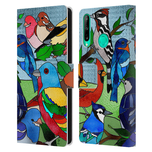 Suzan Lind Birds Stained Glass Leather Book Wallet Case Cover For Huawei P40 lite E