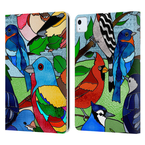 Suzan Lind Birds Stained Glass Leather Book Wallet Case Cover For Apple iPad Air 2020 / 2022