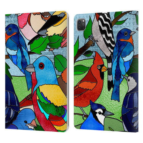 Suzan Lind Birds Stained Glass Leather Book Wallet Case Cover For Apple iPad Pro 11 2020 / 2021 / 2022