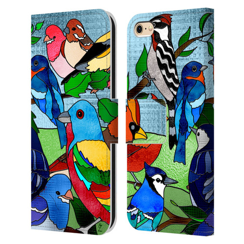 Suzan Lind Birds Stained Glass Leather Book Wallet Case Cover For Apple iPhone 6 / iPhone 6s