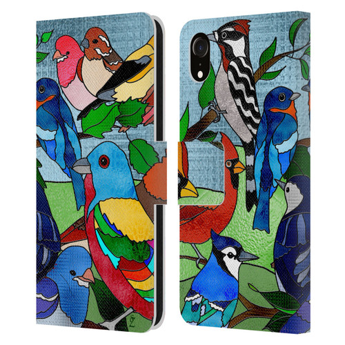 Suzan Lind Birds Stained Glass Leather Book Wallet Case Cover For Apple iPhone XR