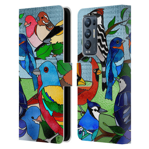 Suzan Lind Birds Stained Glass Leather Book Wallet Case Cover For OPPO Find X3 Neo / Reno5 Pro+ 5G