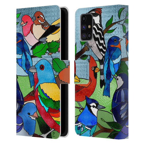 Suzan Lind Birds Stained Glass Leather Book Wallet Case Cover For Samsung Galaxy M31s (2020)