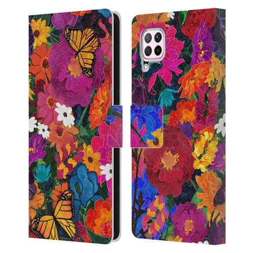 Suzan Lind Butterflies Flower Collage Leather Book Wallet Case Cover For Huawei Nova 6 SE / P40 Lite