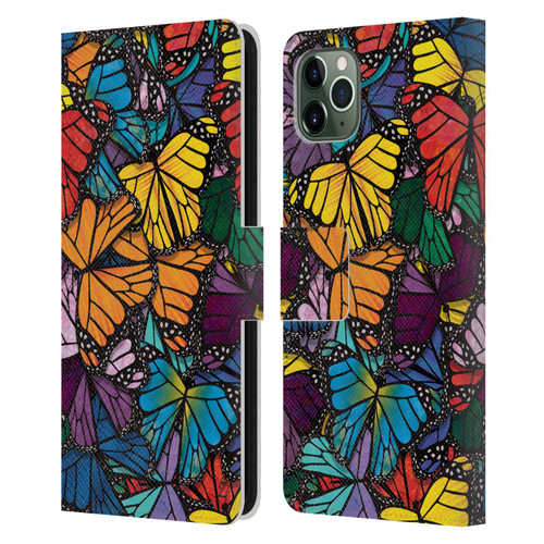 Suzan Lind Butterflies Monarch Leather Book Wallet Case Cover For Apple iPhone 11 Pro Max
